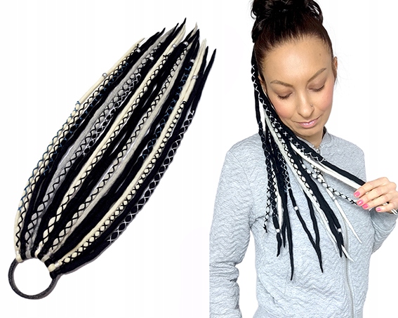 Dredloky Vlněné Dredy na gumičce, Poník na gumičce s dredy, Světlo A Stín