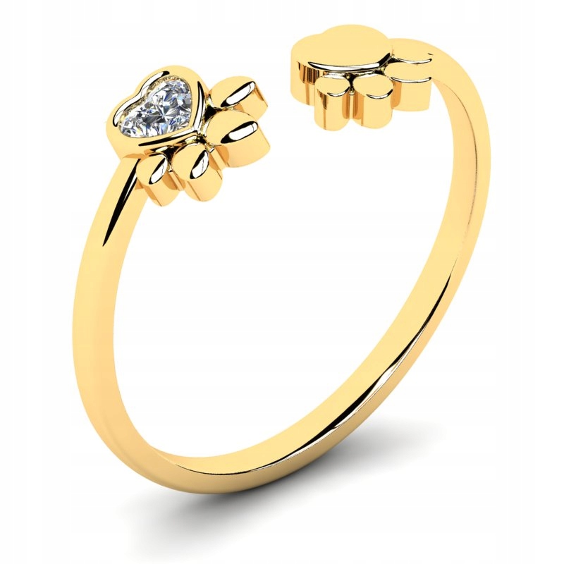 

Pierścionek Złoty Psie Kocie Łapki Biały Topaz