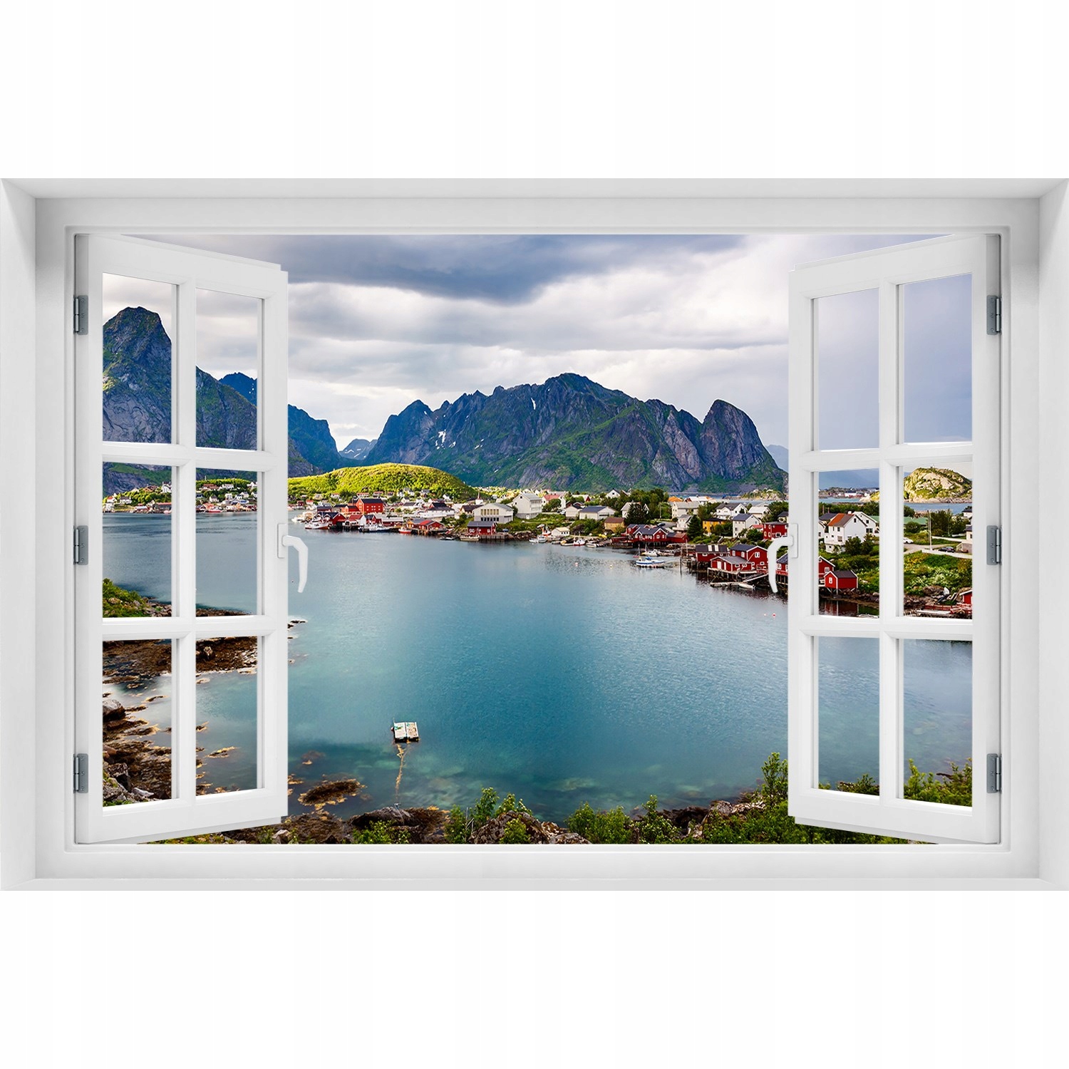 

3D Okno Naklejka na ścianę Lofoty w Norwegii