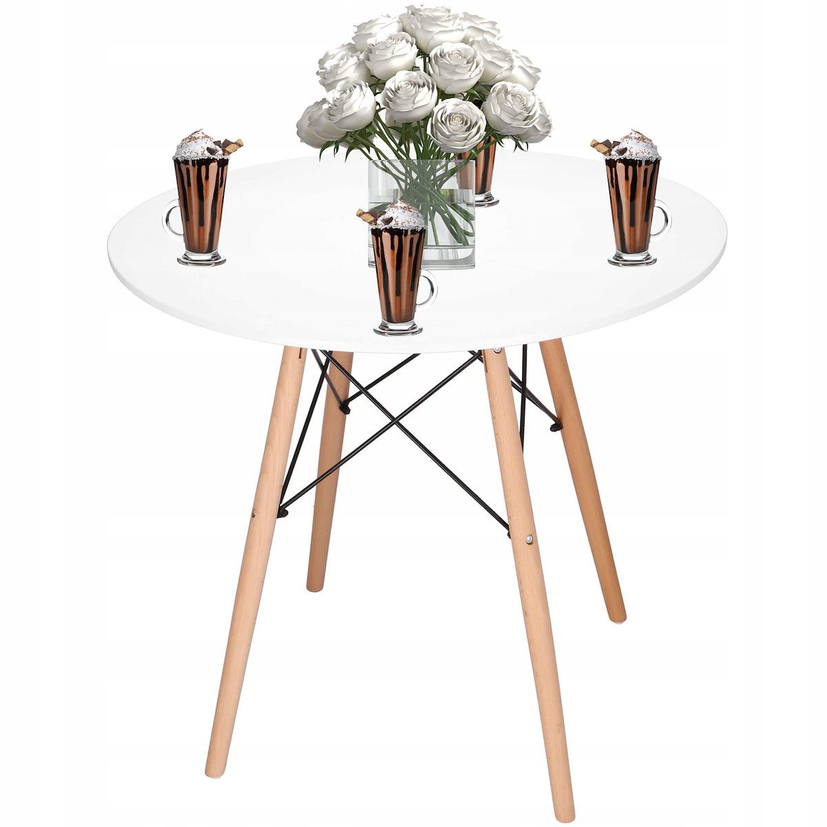 STÓŁ DO JADALNI KUCHNI SALONU STYL SKANDYNAWSKI OKRĄGŁY NOWOCZESNY 80x75cm