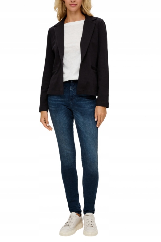 S Oliver Džíny Úzké Nohavice Vysoký Pas Tmavý Denim 34/32 6BA