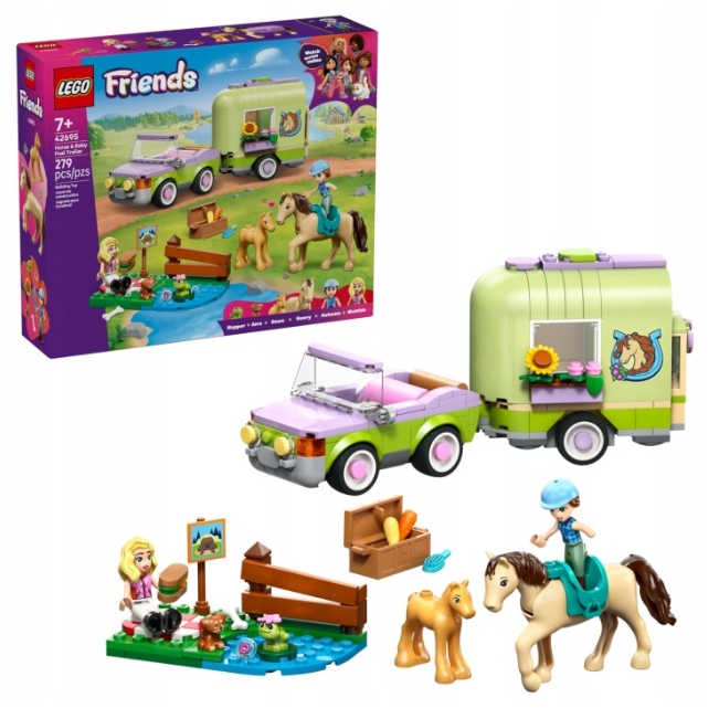 Lego stavebnice Friends 42695 Přívěs s koněm
