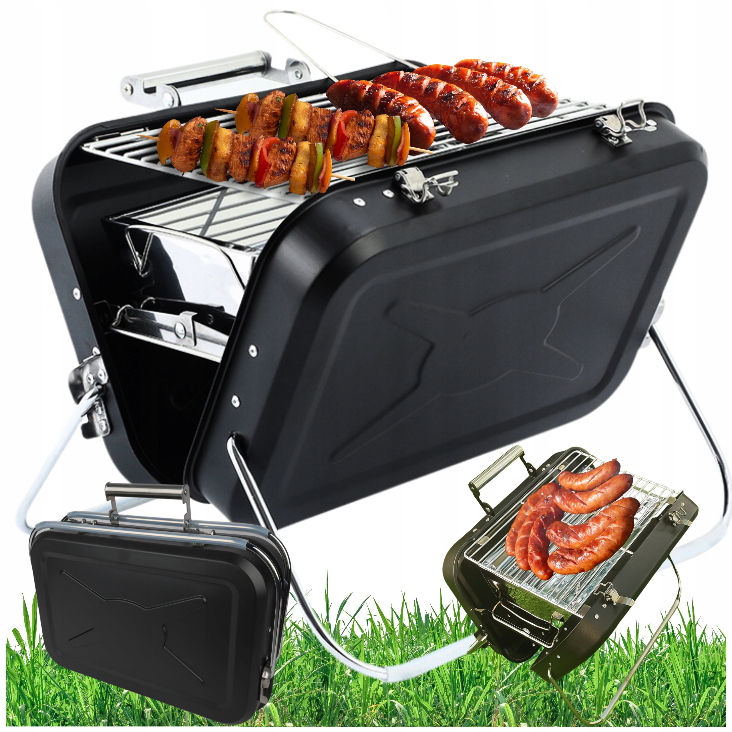 Grill Turystyczny Przenośny Węglowy Składany Bbq Kempingowy Walizka Pojemny