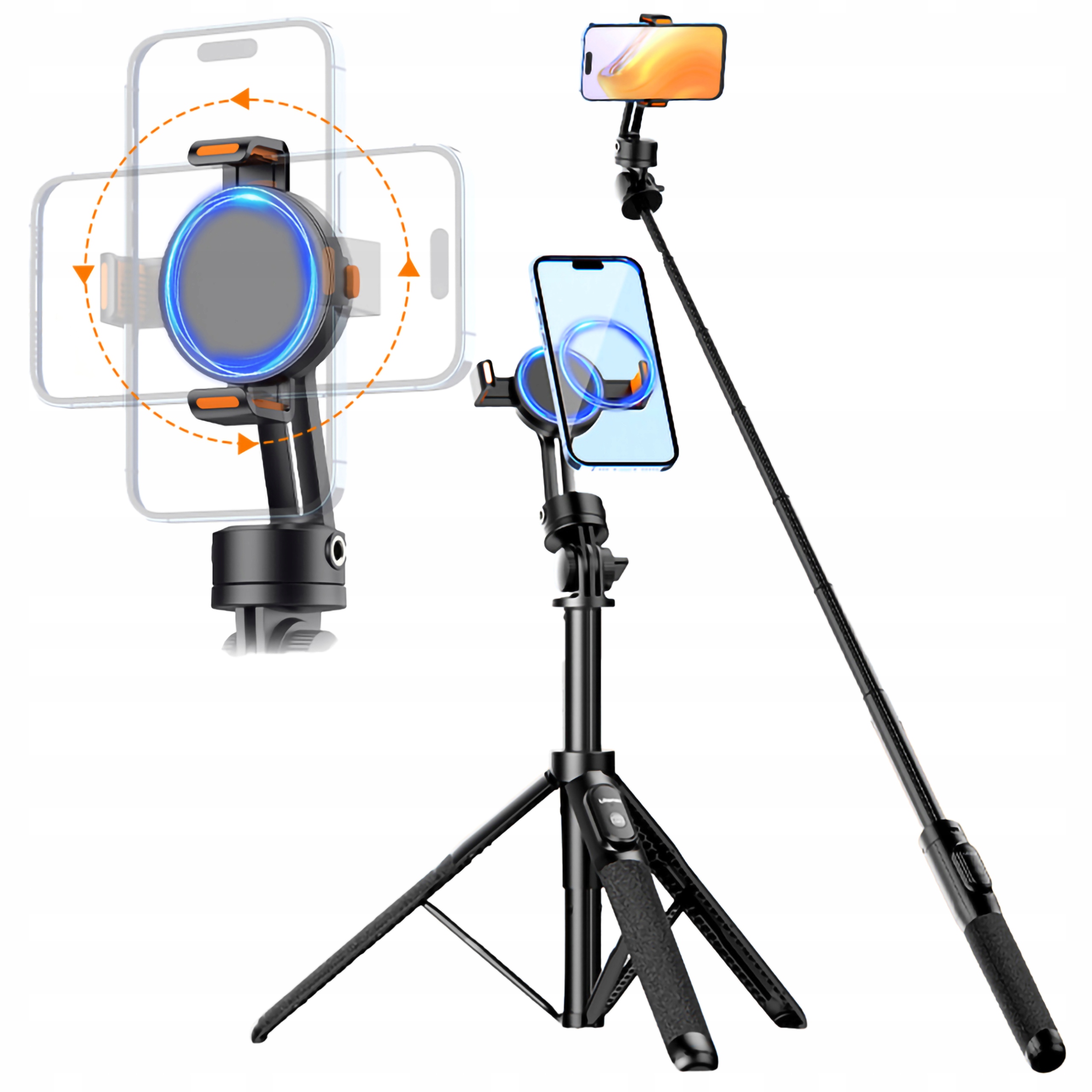 Stativ Selfie tyč s magnetickým držákem MagSafe dálkové ovládání Bluetooth 10 m