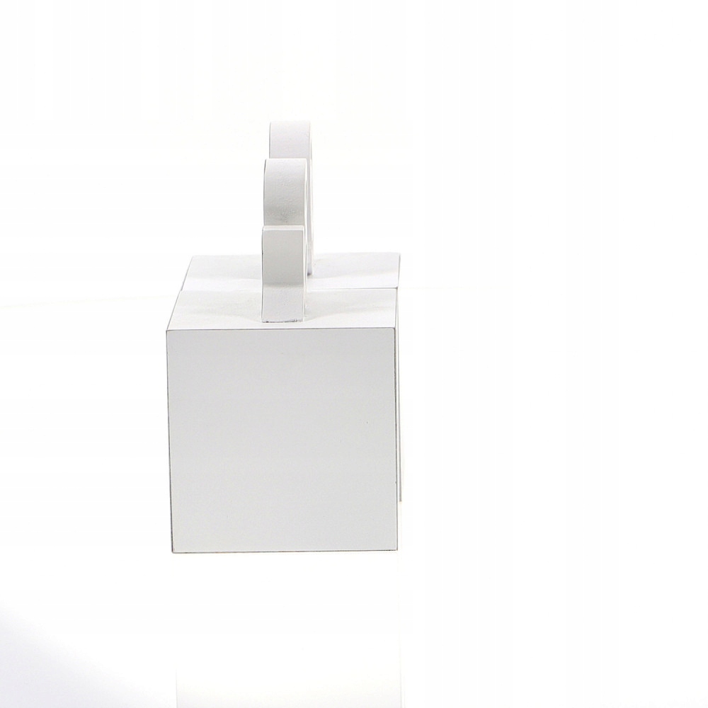 Biała drewniana podpórka na książki znaki @ & Materiał drewno