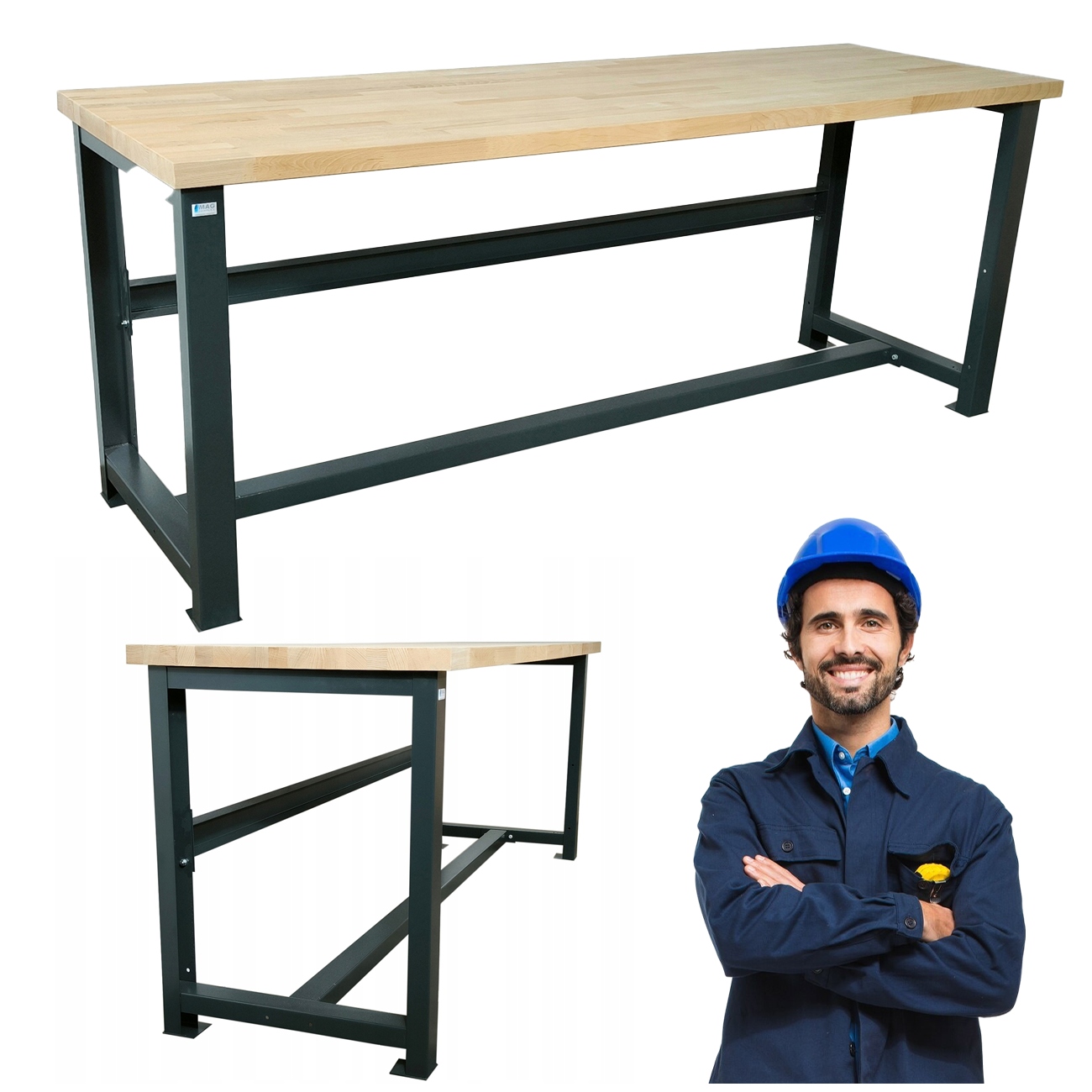 Pracovní Stůl Kovový Průmyslový Silný Pracovní 210X68X83CM P-2100