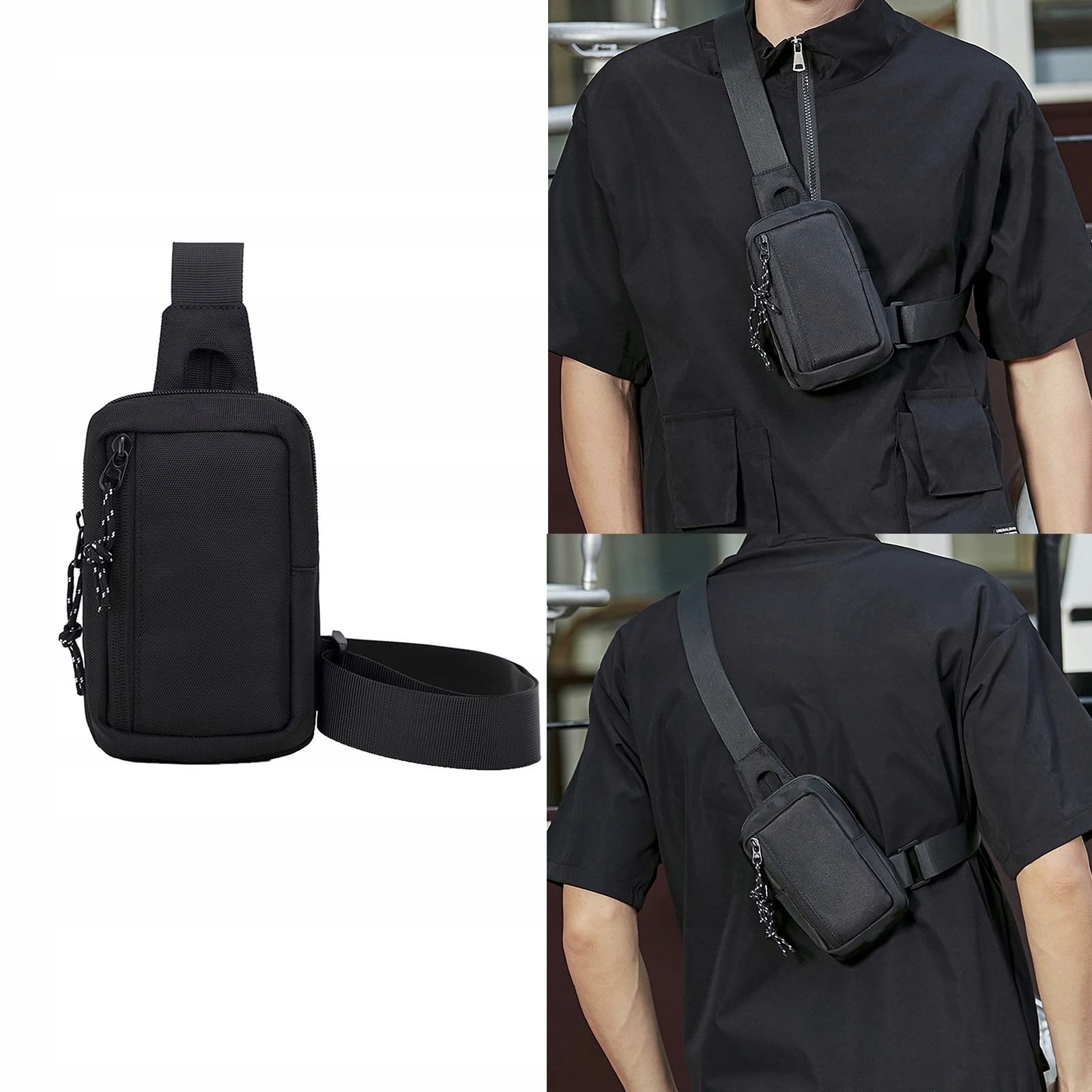 PLECAK MAŁY SASZETKA MIEJSKA TOREBKA NA RAMIĘ TORBA NA KLATKĘ PIERSIOWĄ Materiał dominujący tkanina