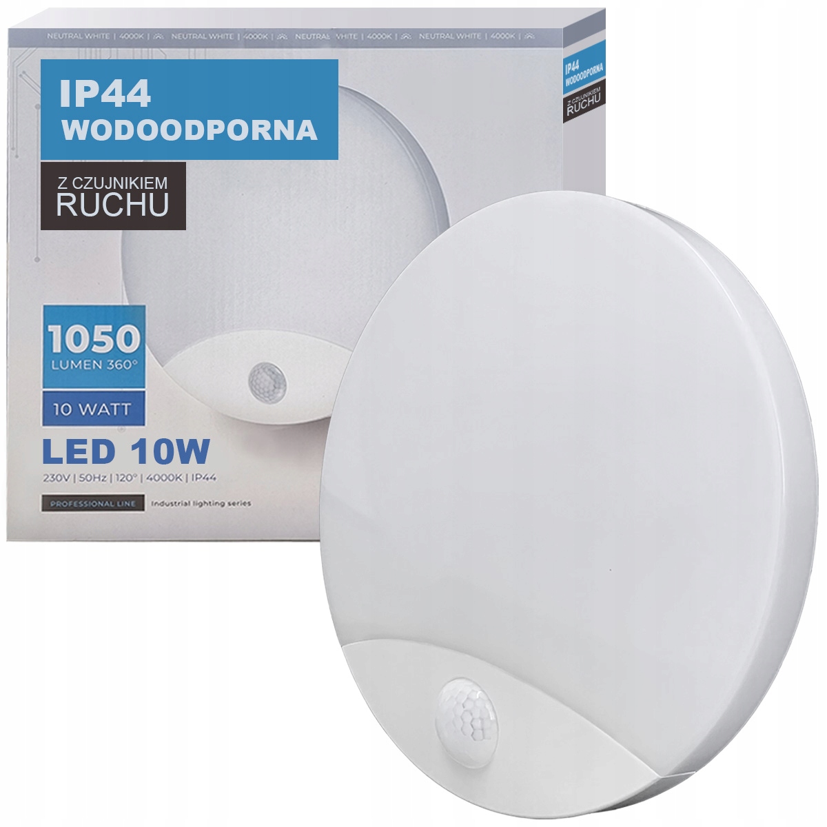 

Lampa Zewnętrzna Plafon Led Czujnik Ruch IP44