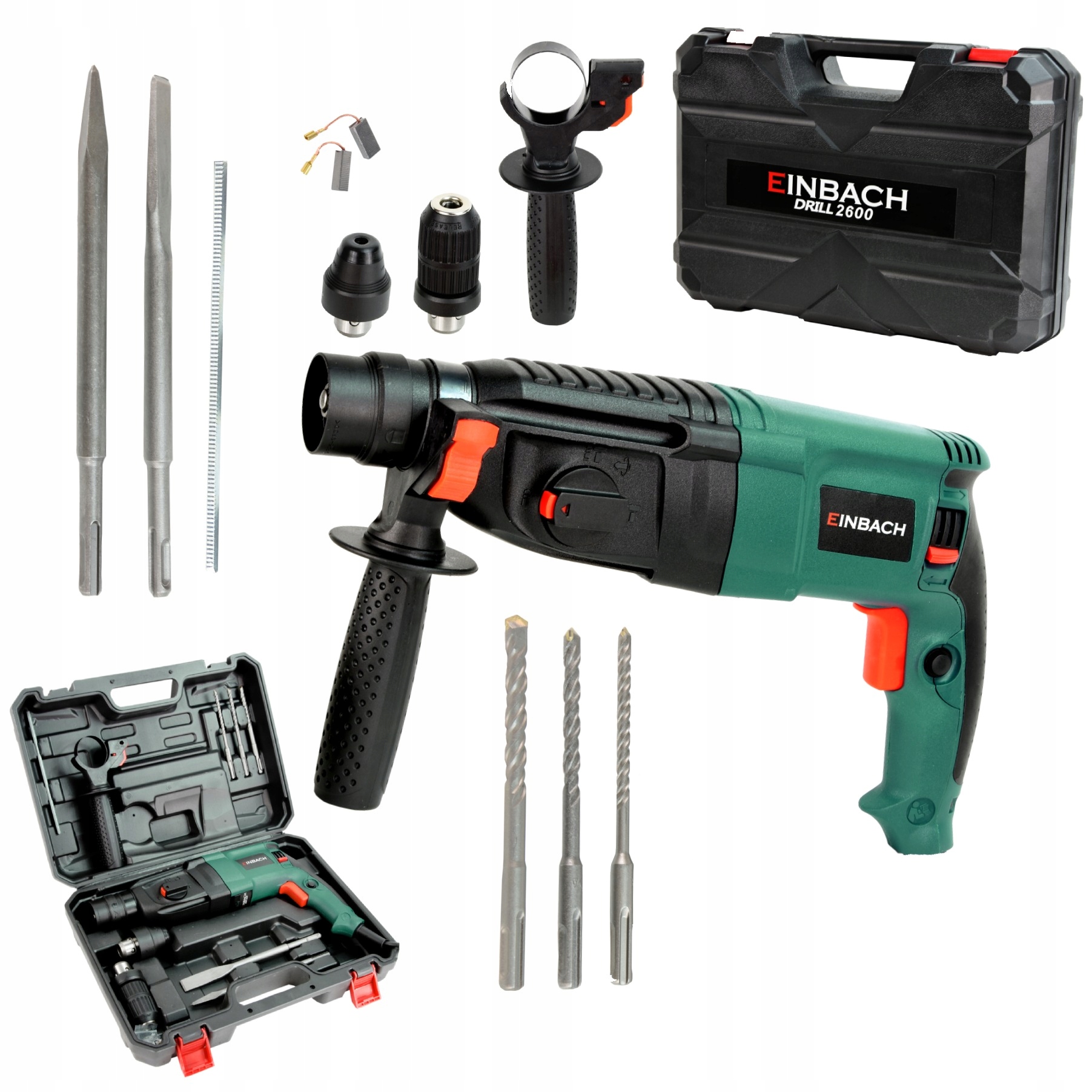 Młotowiertarka Wiertarka Młot Udarowy Sds+ Mocna Walizka Zestaw Wierteł