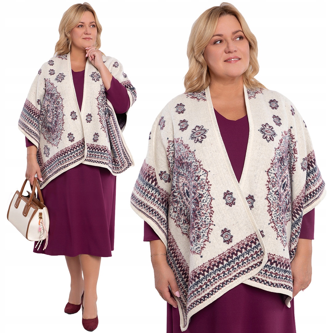 Biały ciepłe ponczo UNI.