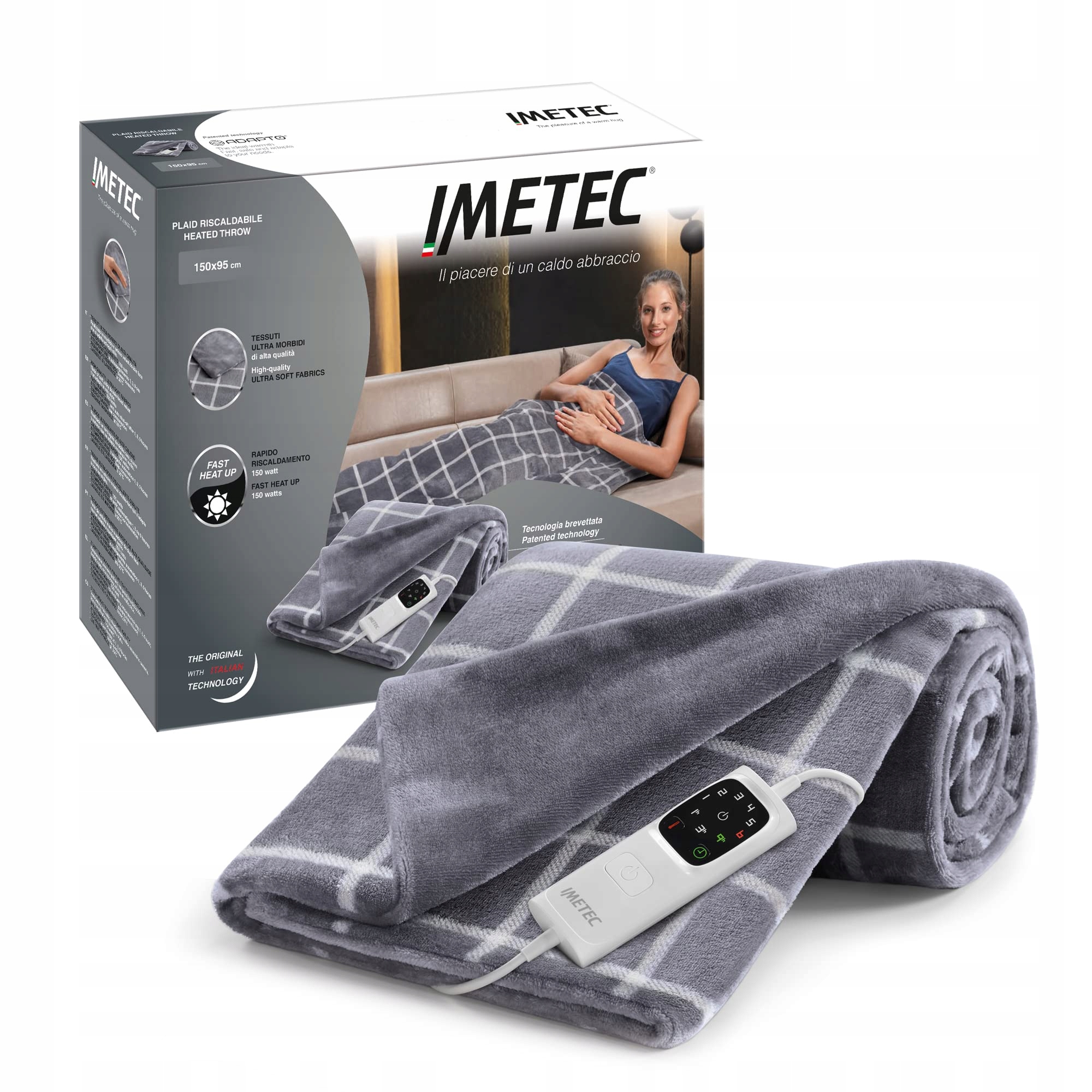 Vyhřívaná deka Imetec polyester 95 cm x 150 cm šedá
