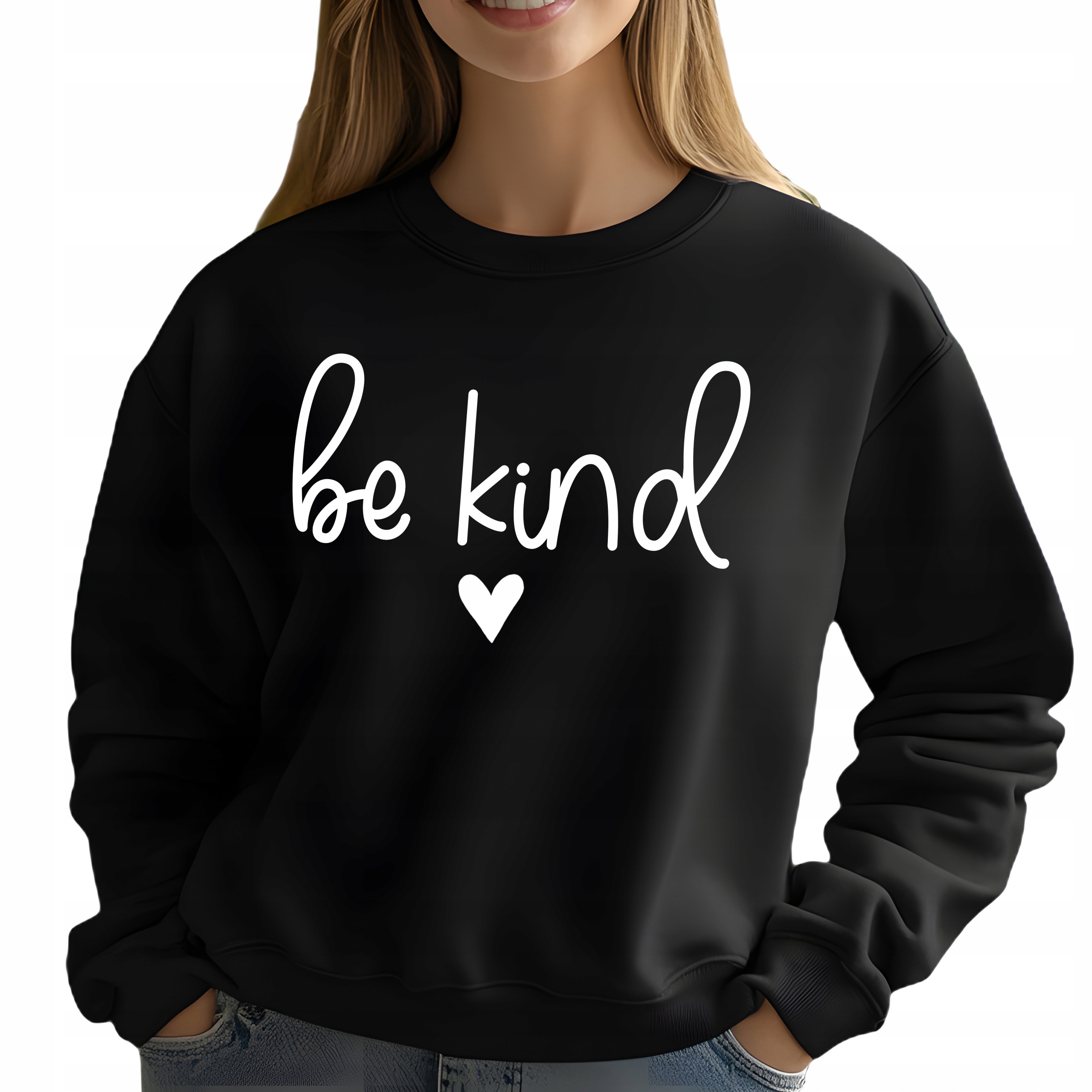 Mikina Be Kind Černá jako Dárek Motivující citáty Velikost M