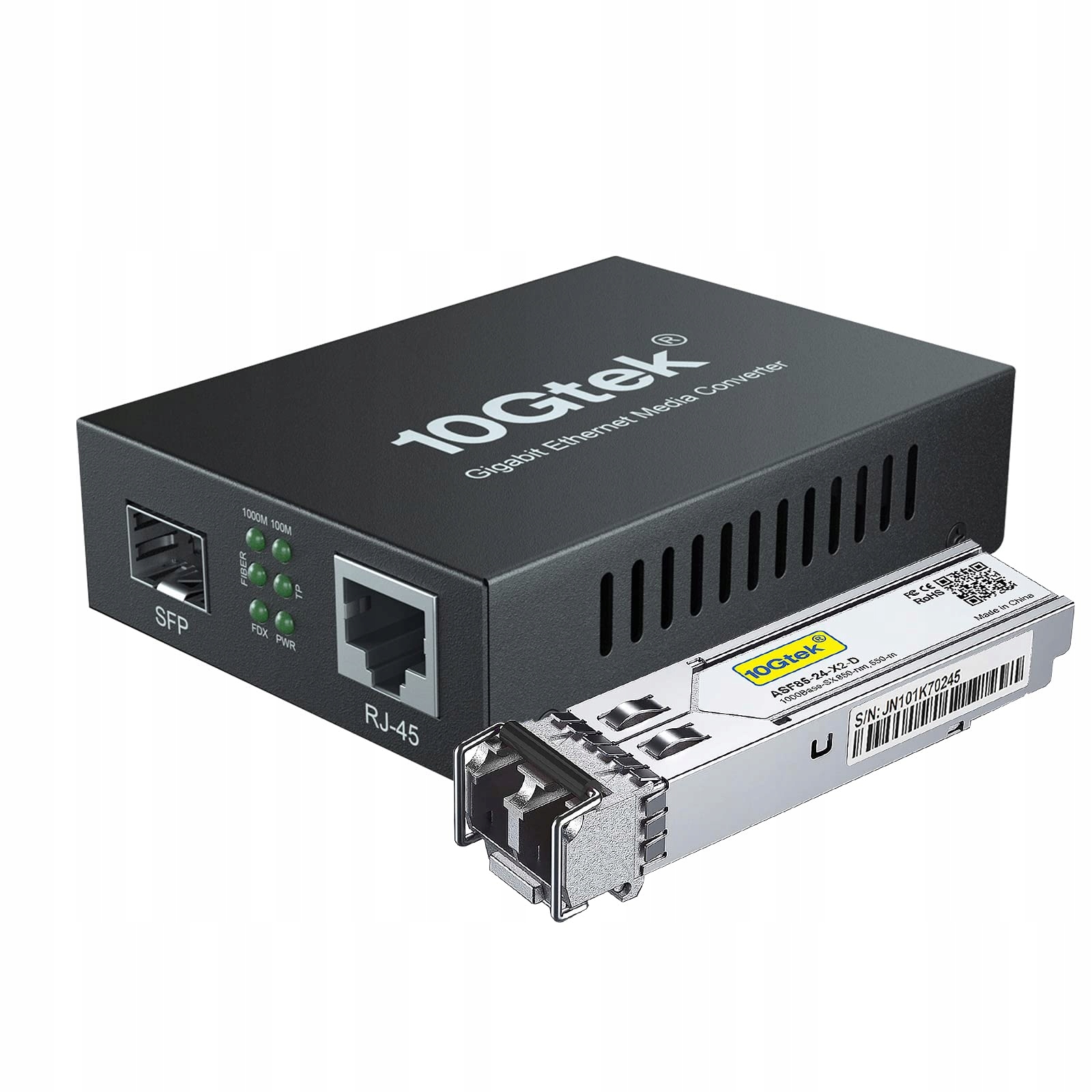 10Gtek převodník médií Gigabit Ethernet s modulem Sfp Sx LC 850 nm – 550 m