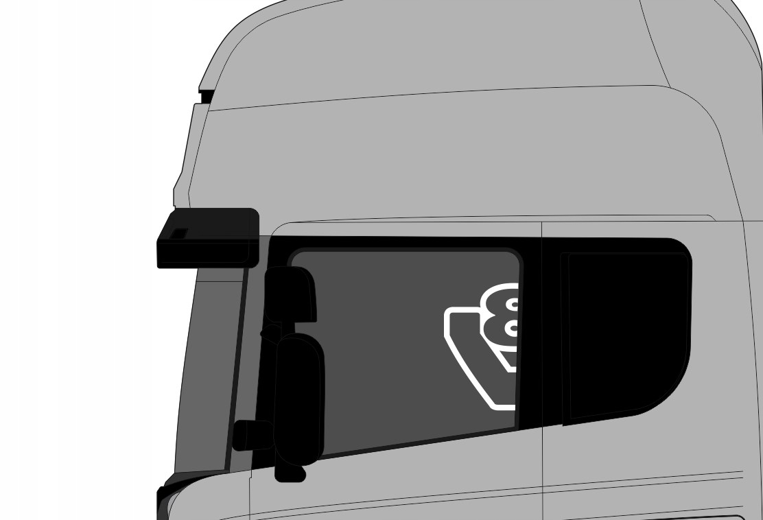 

Naklejki Scania V8 połówki na szyby boczne