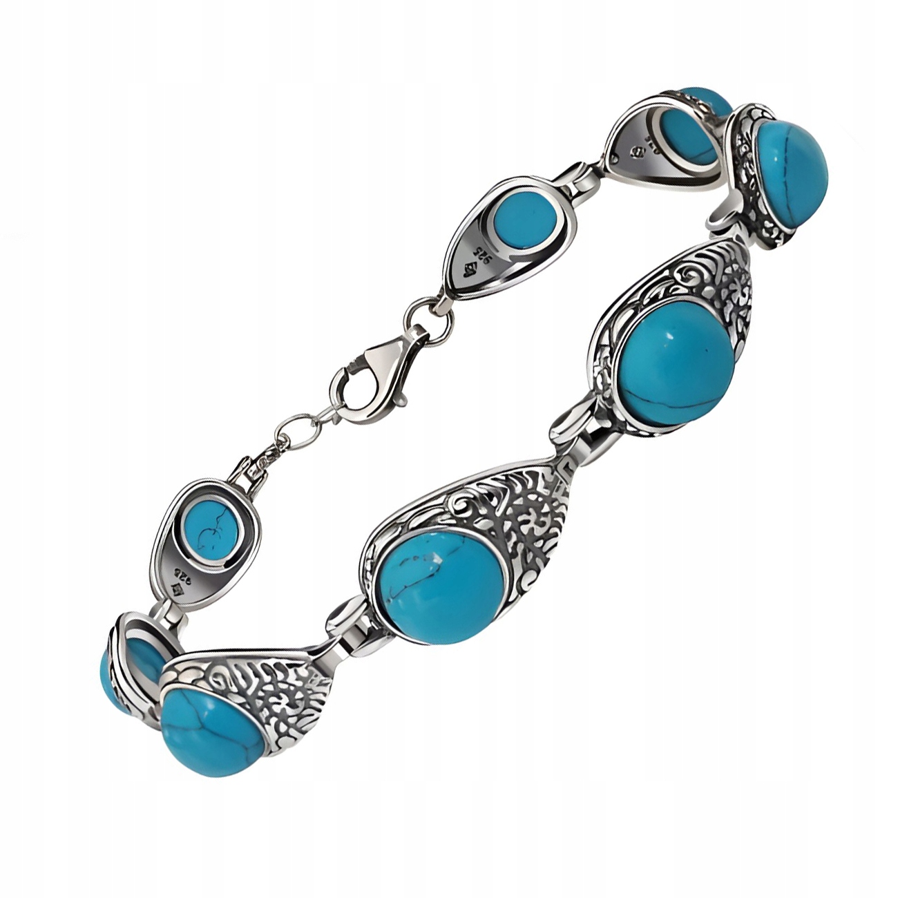Náramek stříbro ryzost 925 Elegantní Náramek s tyrkysem Turkys