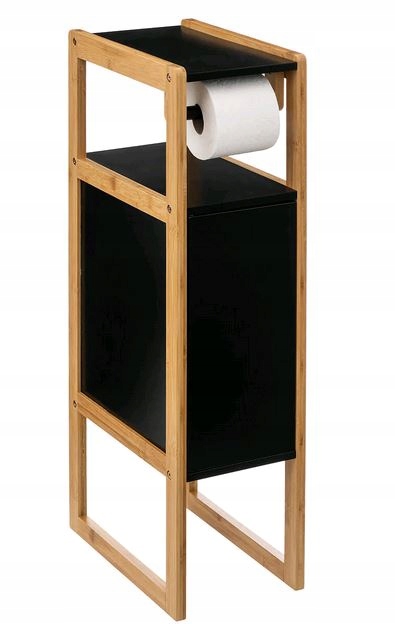 Szafka łazienkowa BLANDA z uchwytem na papier czarna 33 x 20 x 80 cm Kod producenta 1470