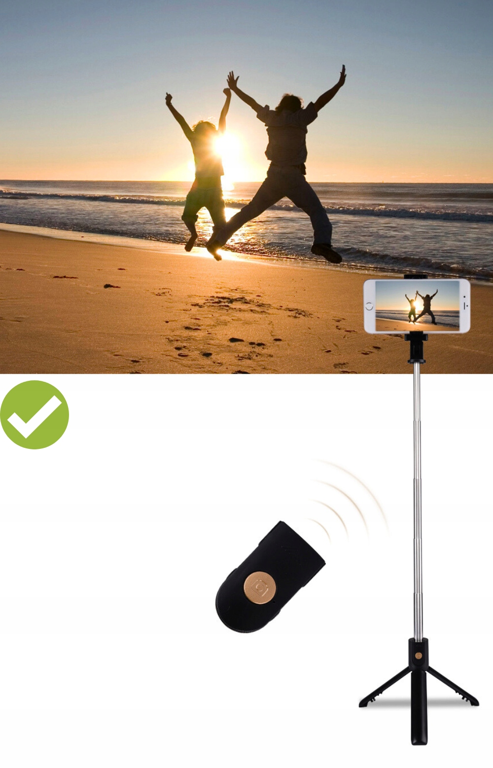 MOCNY UCHWYT STATYW TELEFON SELFIE STICK Z PILOTEM Kijek TRIPOD Kij BLUETOO Model ESTIPRO