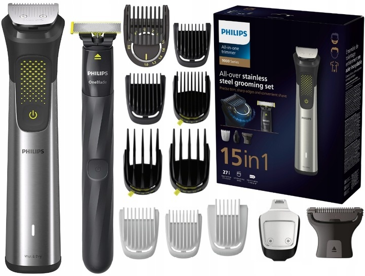 Súprava Holiaci Strojček Philips 9000 Zastrihávač 15v1 Na Holenie Strojček Oneblade
