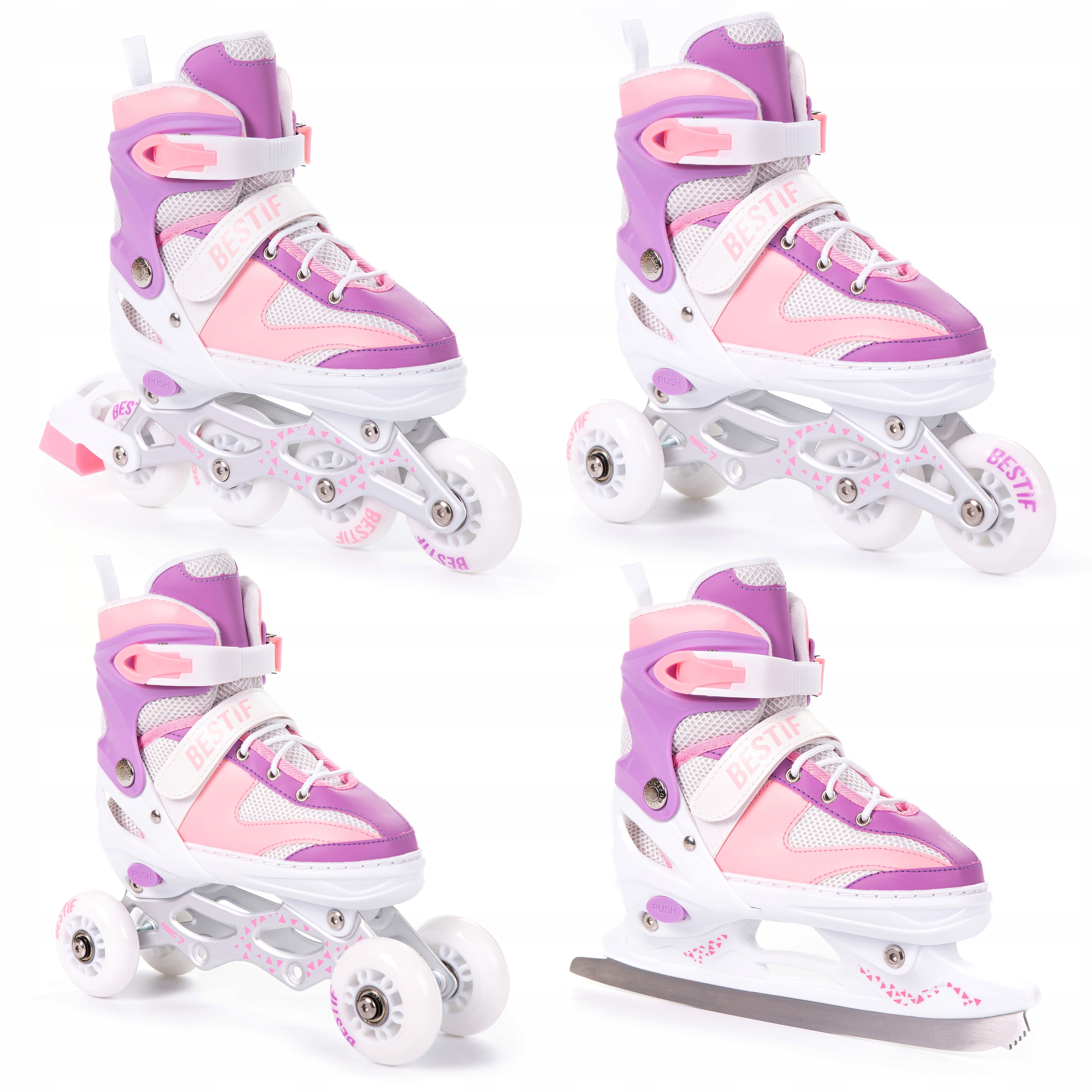 Brusle 2V1 Nastavitelné 4v1 Kolečkové Brusle Kolečkové Brusle Brusle Na Led S Vyměnitelnou Lyží Bestif 34-37