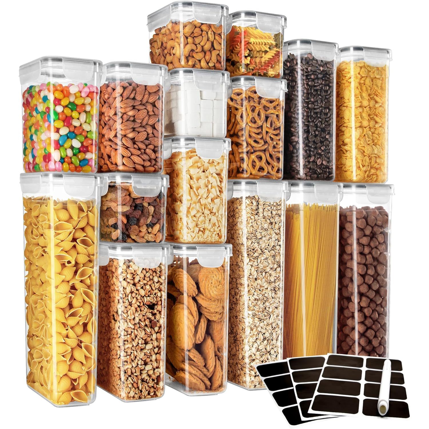 16x Hermetické Dózy Na Potraviny Pro Skladování, Uzavíratelné