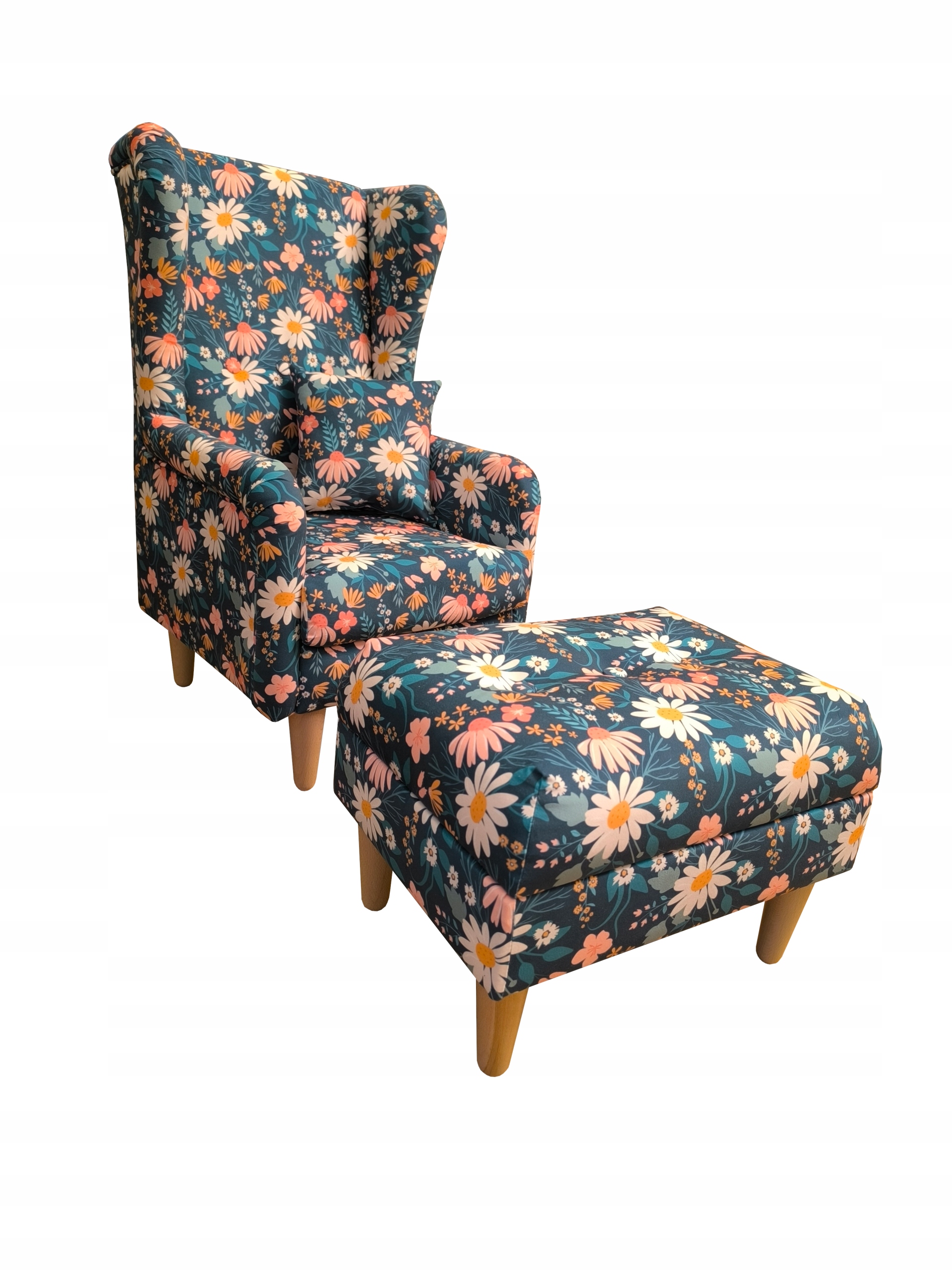 Fotel dziecięcy uszak z pufem/podnóżkiem KOMPLET