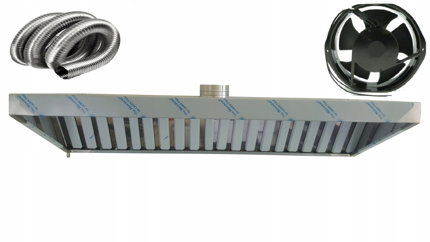 Okap Gastronomiczny Skośny w górę 150x70x40 Filtry Wentylator RURA Nowy