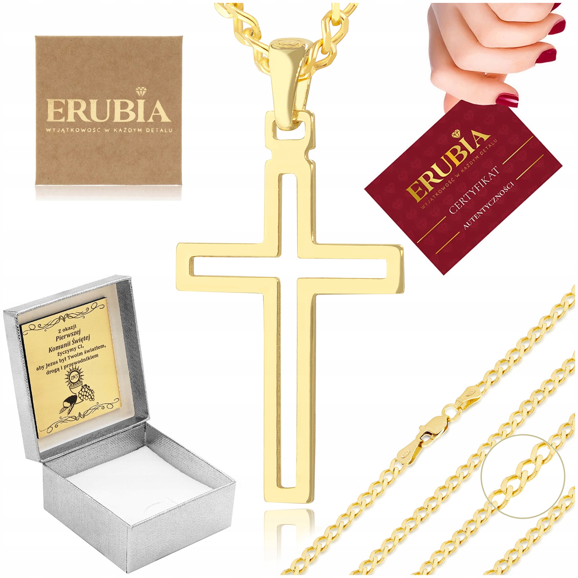 Zlatý Řetízek Křížek 925/585 Dárek Pro Chlapce K Přijímání Gravírování