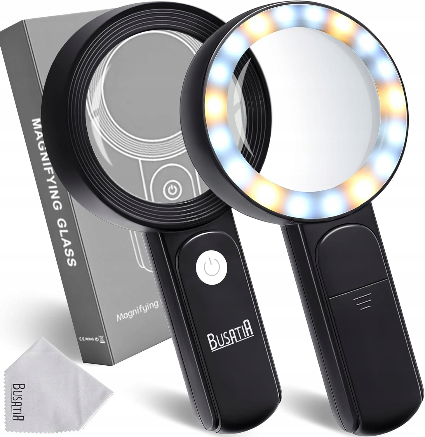 Lupa z 18 diodami LED, do czytania, z 30-krotnym