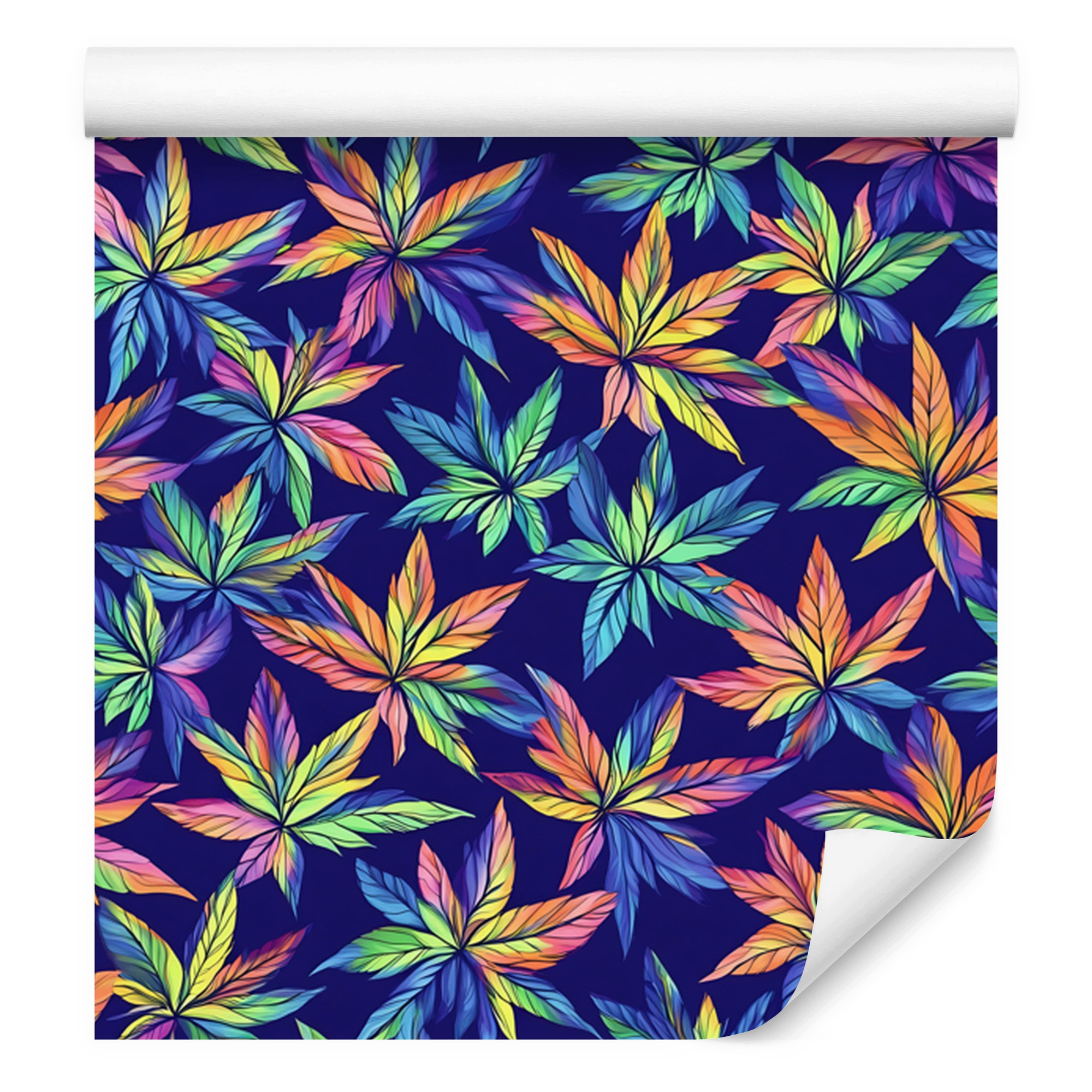 Tapeta Marihuana světle modrá, granátová a fialová do obývacího pokoje a ložnice 50x1000 cm