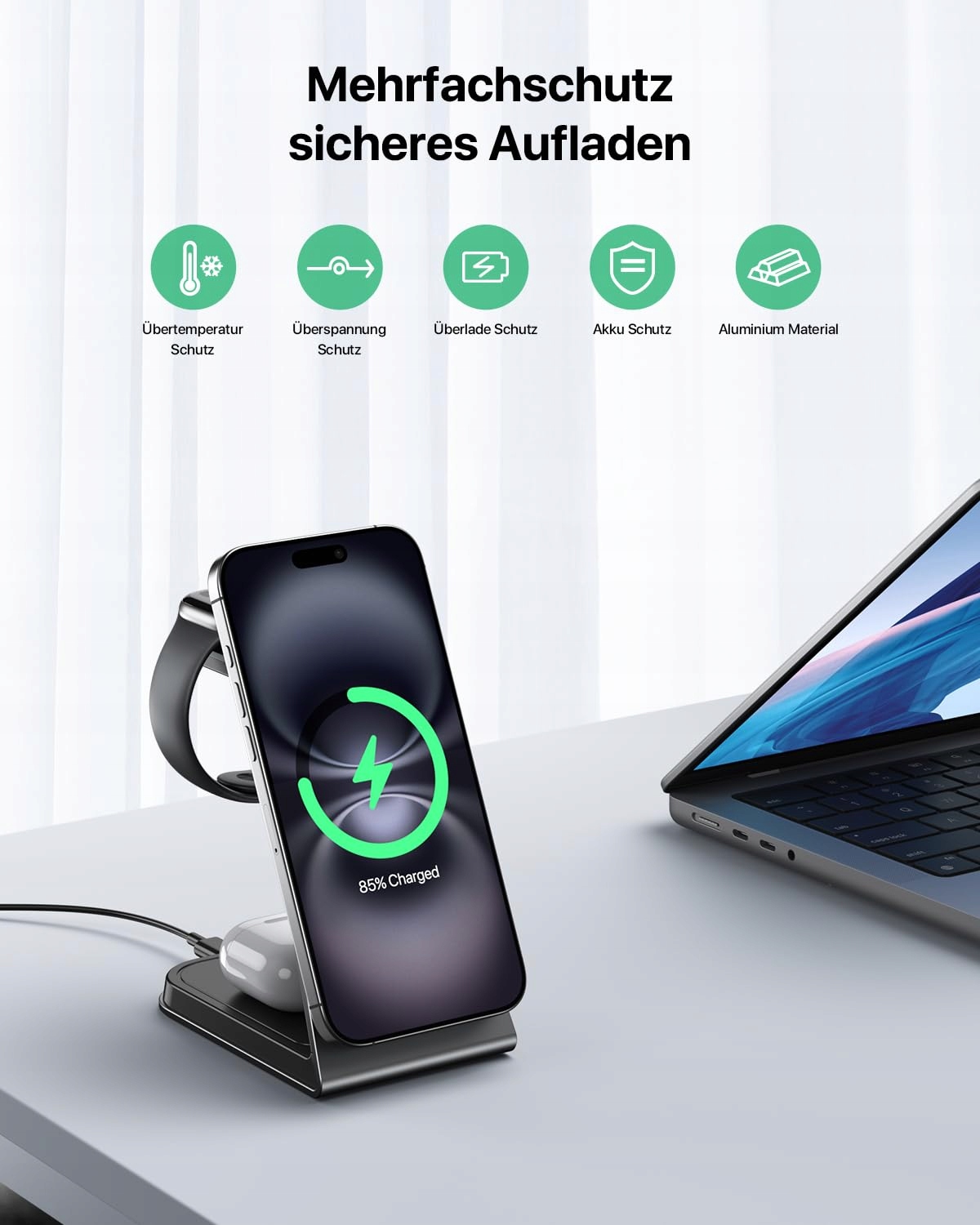 MAG-SAFE Stacja Ładowania 3w1 Dla iPhone Apple Watch AirPods — miniatura 3