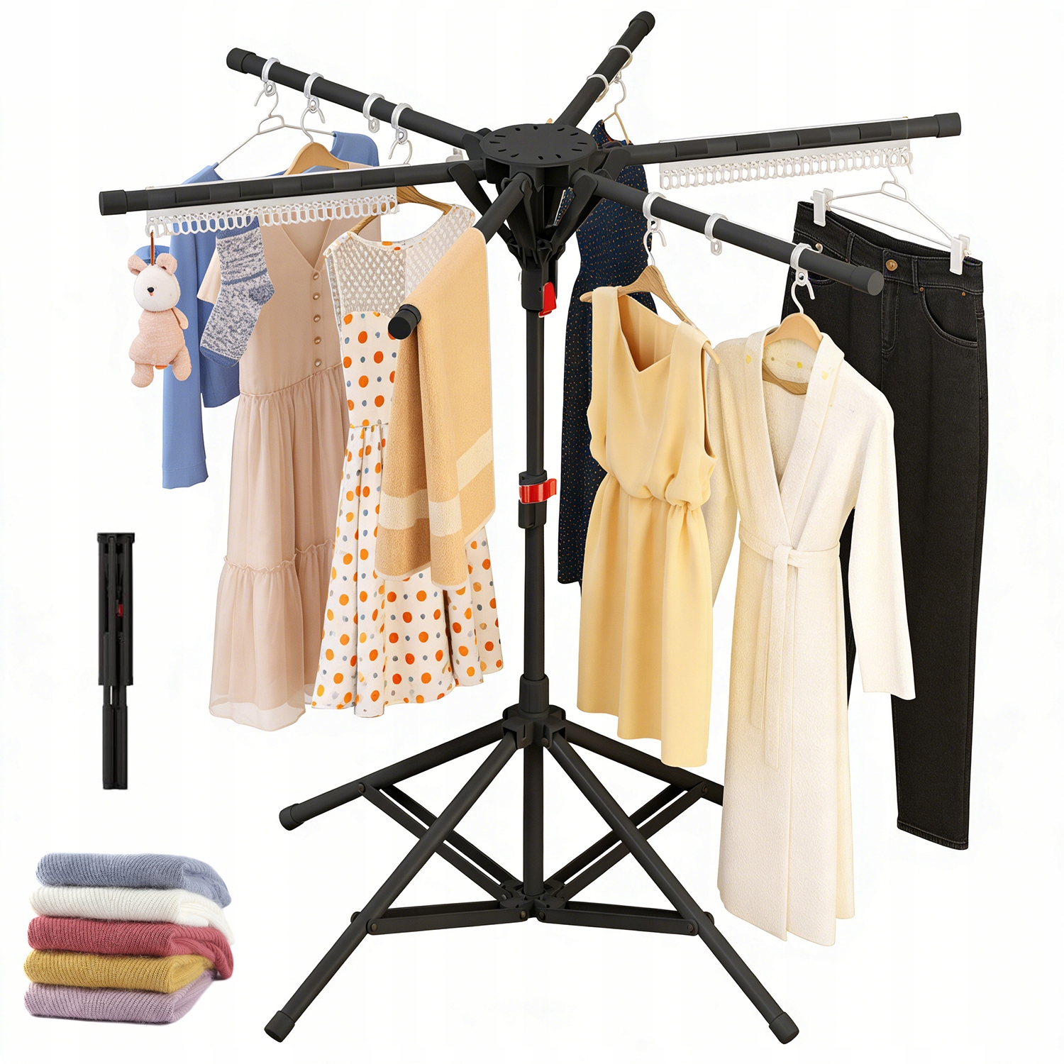 Levně Stojan Na Prádlo S Nastavitelnou Výškou A Šesti Výklopnými Rameny