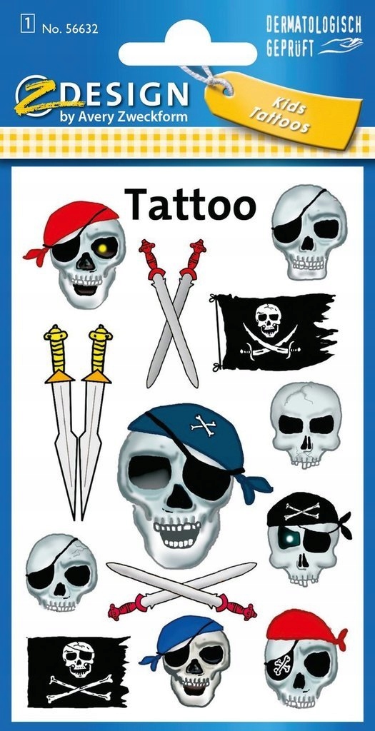 

Piraci czaszki wodoodporne tatuaże dla dzieci