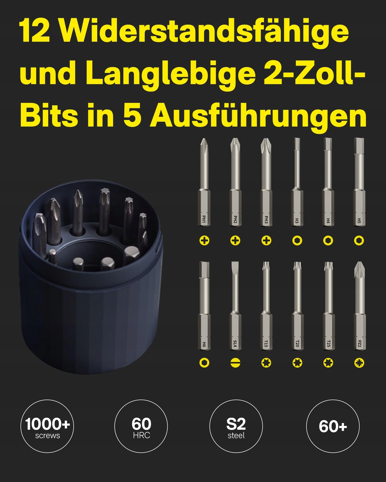 HOTO Zestaw Elektryczny Wkrętak LED 3.6V USB-C 12w1 1500mAh — miniatura 7