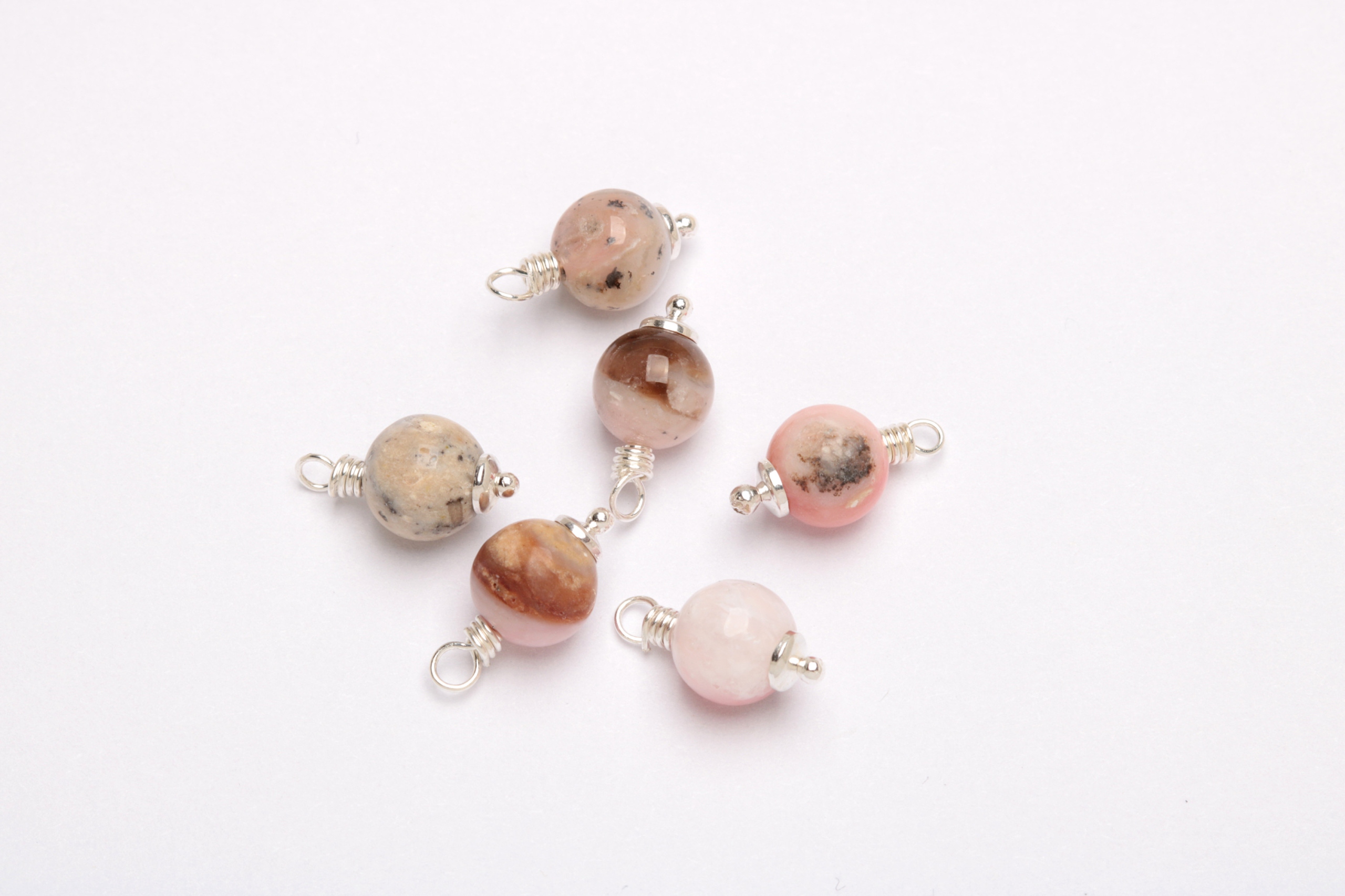 Přívěsek opál růžová koule stříbro komplet