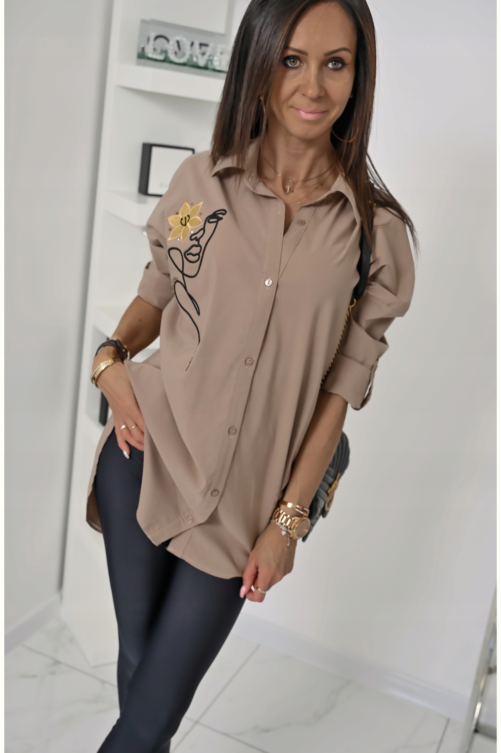 CASUALOWA KOSZULA OVERSIZE EMMELINE! WZ.9 M Rękaw długi rękaw