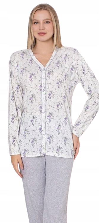 Elegantní Rozepínací Pyžamo Nahoře Se Zapínáním Na Knoflíky Dlouhé Kalhoty XXL