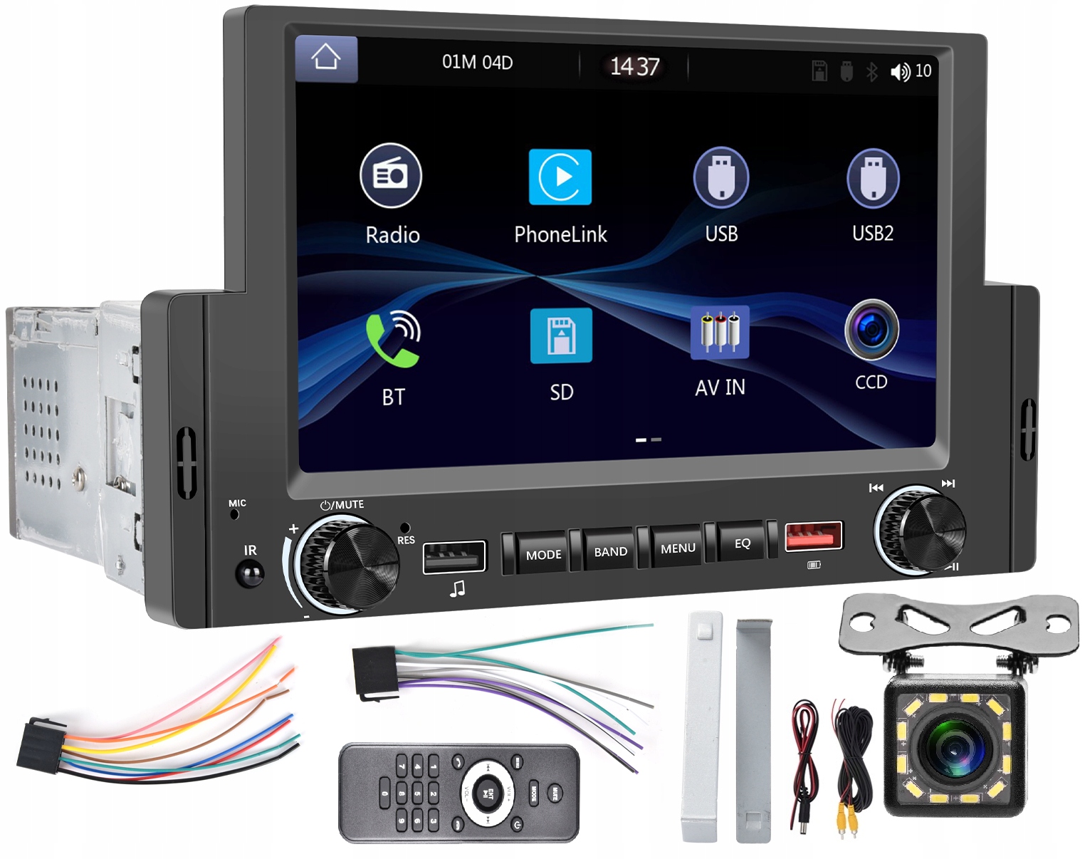 RADIO SAMOCHODOWE 1 DIN USB DOTYKOWE CARPLAY Komunikacja Bluetooth