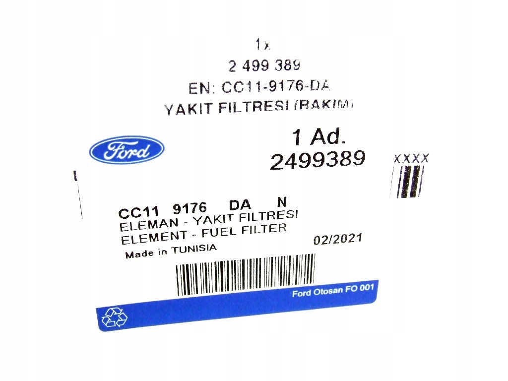 FILTR PALIWA FORD TRANSIT CUSTOM 2 2 TDCi 2011 ORG Part number 2499389