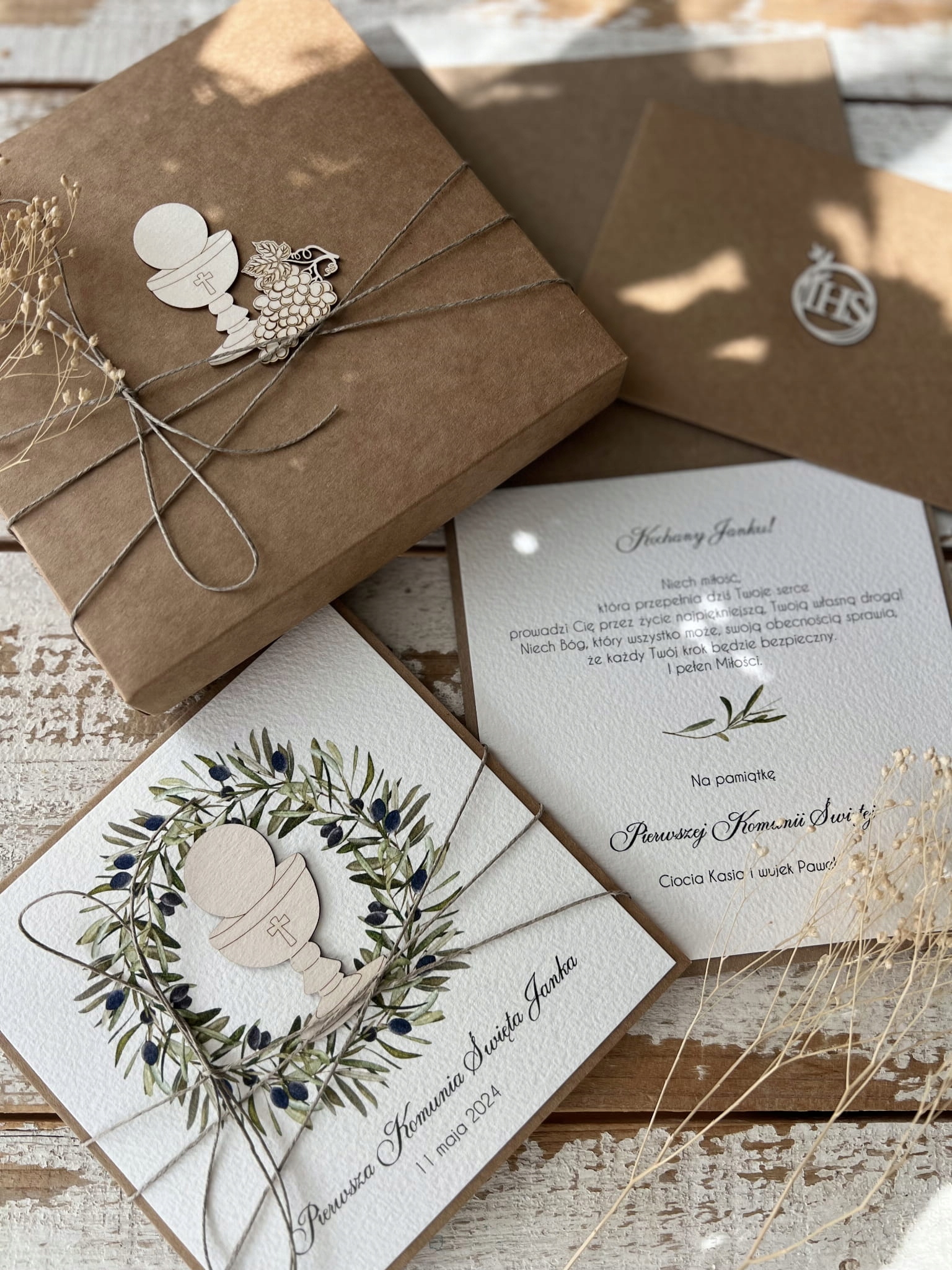 Ručně vyráběná společenská pohlednice od kmotra, kmotry