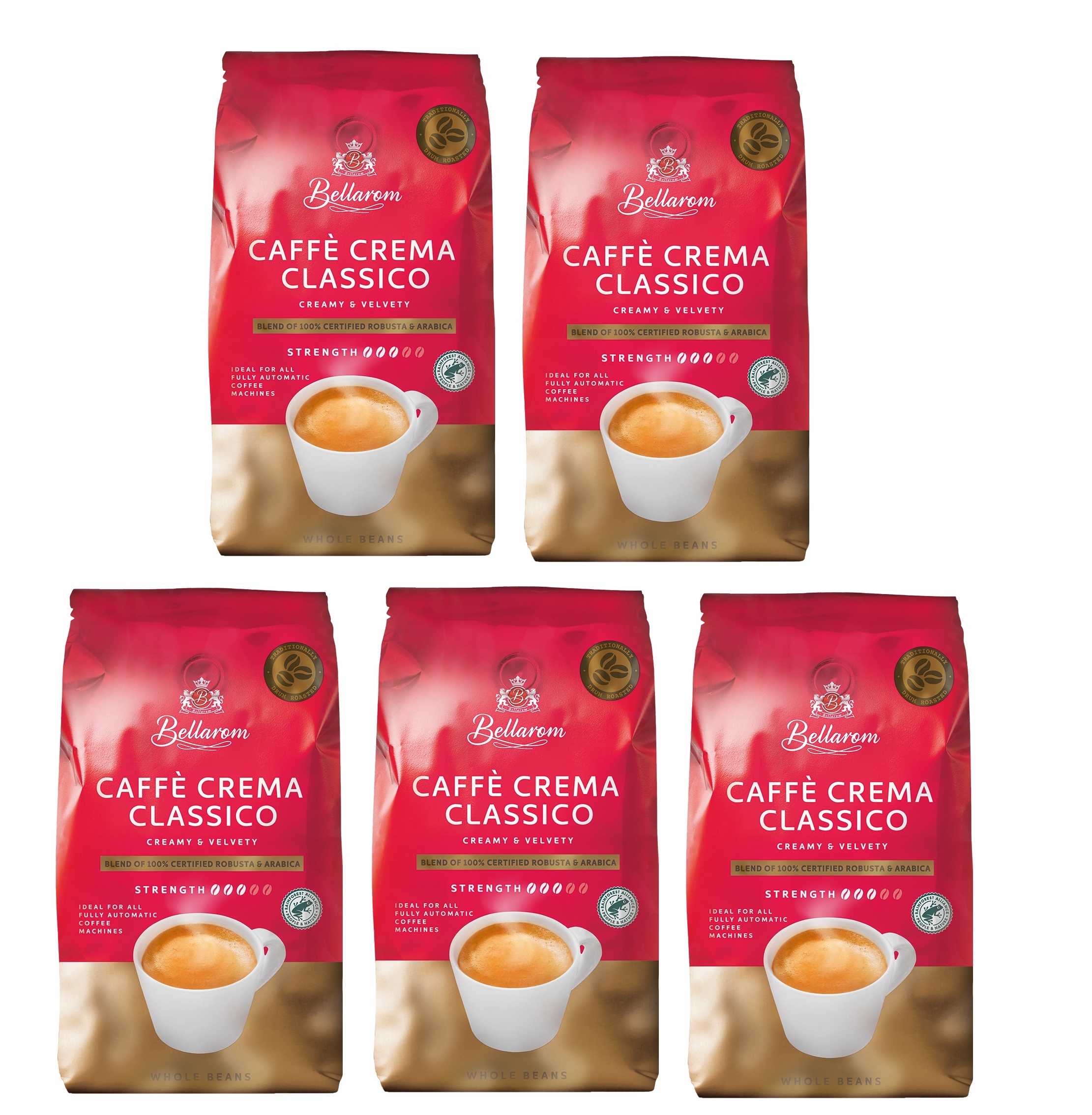 5 x Kawa ziarnista Arabica Bellarom Caffe Crema Classico 1000 g