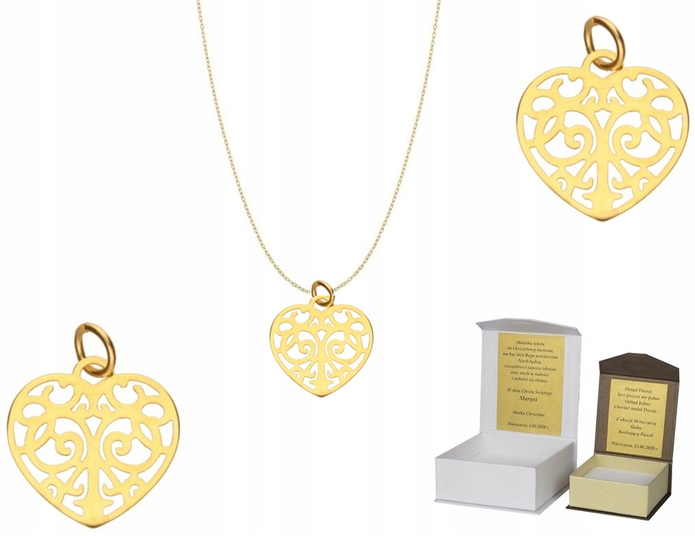 Zlatý řetízek pr. 585 náhrdelník srdce 45 cm AZ1MZ5