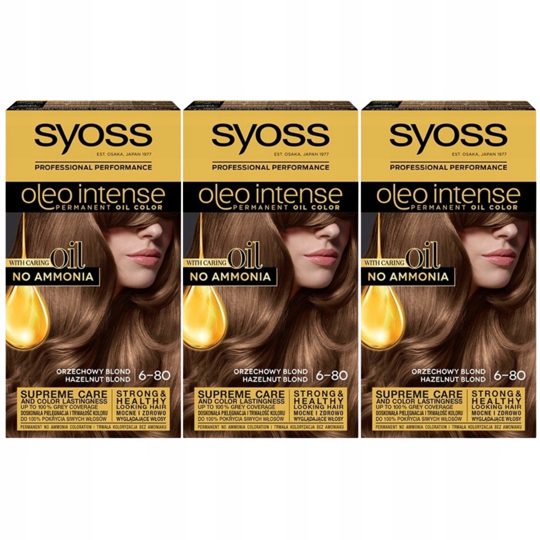 Syoss Oleo Intense Farba 6-80 Orzechowy Blond x3 sztuki