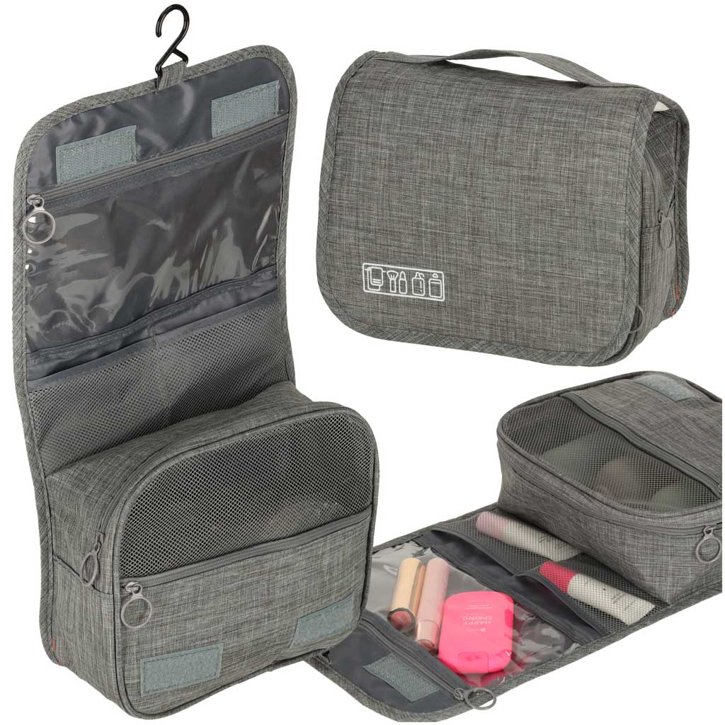 Kosmetyczka Podróżna z Haczykiem Wiszący Organizer na Kosmetyki-XL Szara