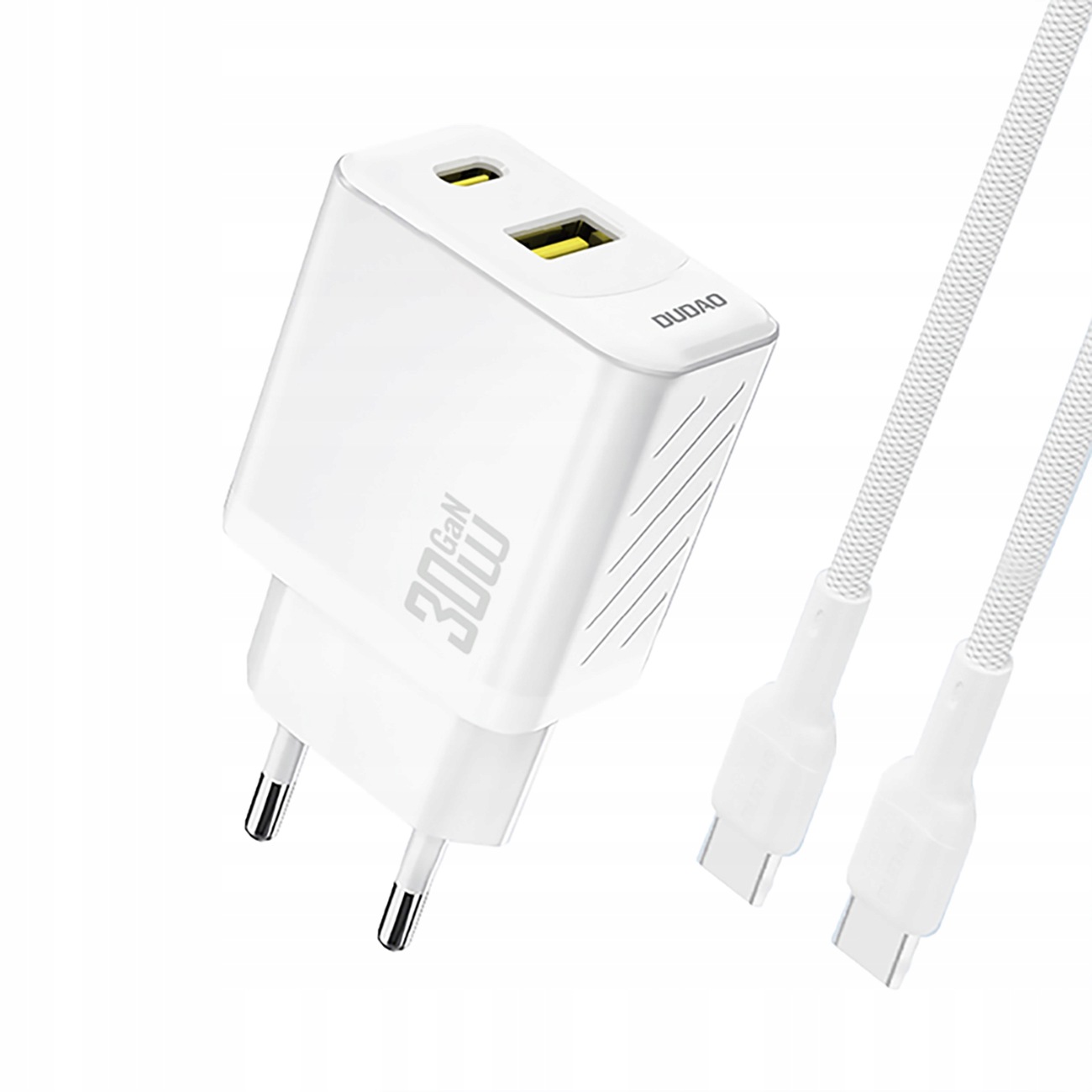Ładowarka sieciowa Dudao Pd 30W GaN Usb-a Usb-c z kablem Usb-c biała