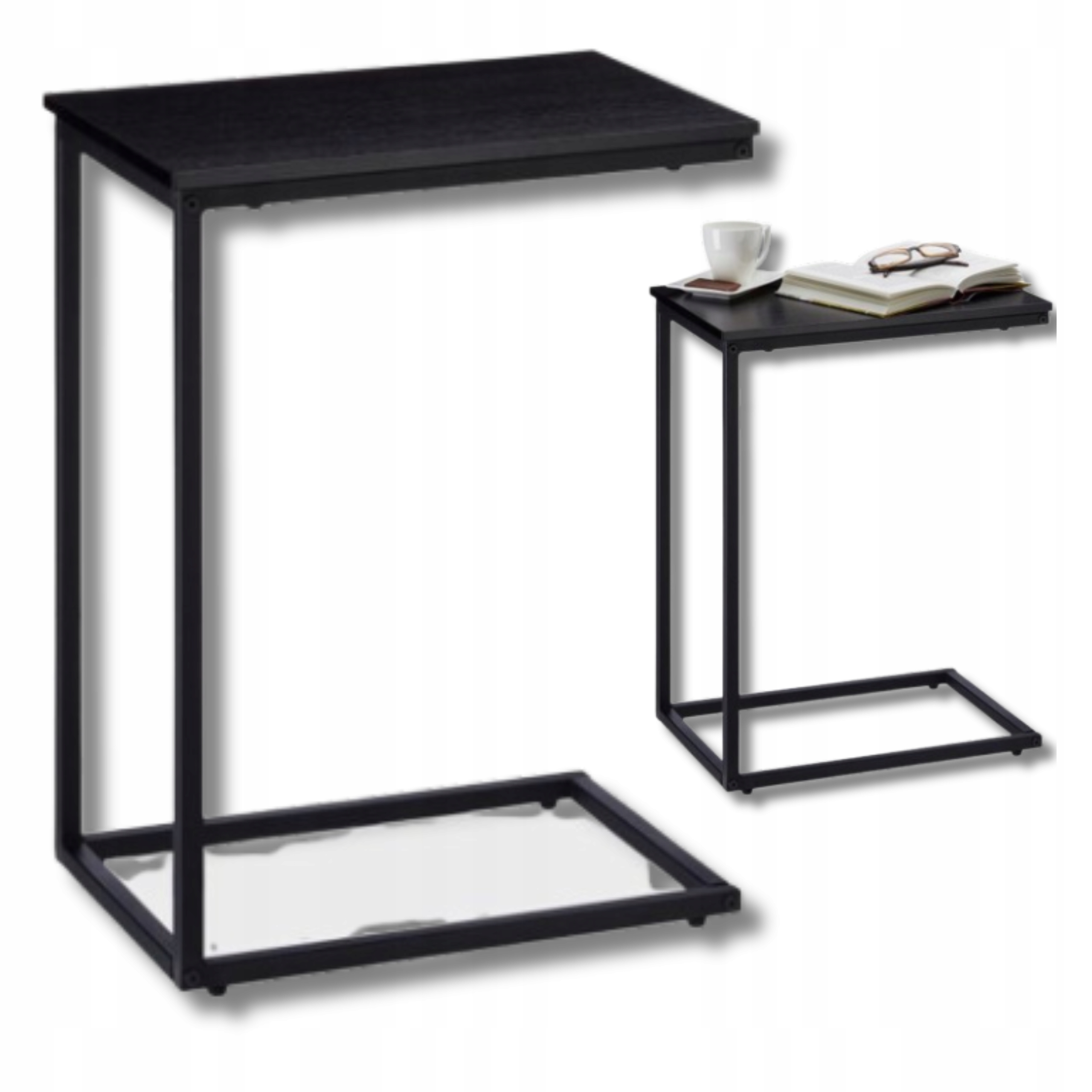 Boční stolek C pod křeslo pro notebook s kovovým rámem Retro Salon Loft Kávový