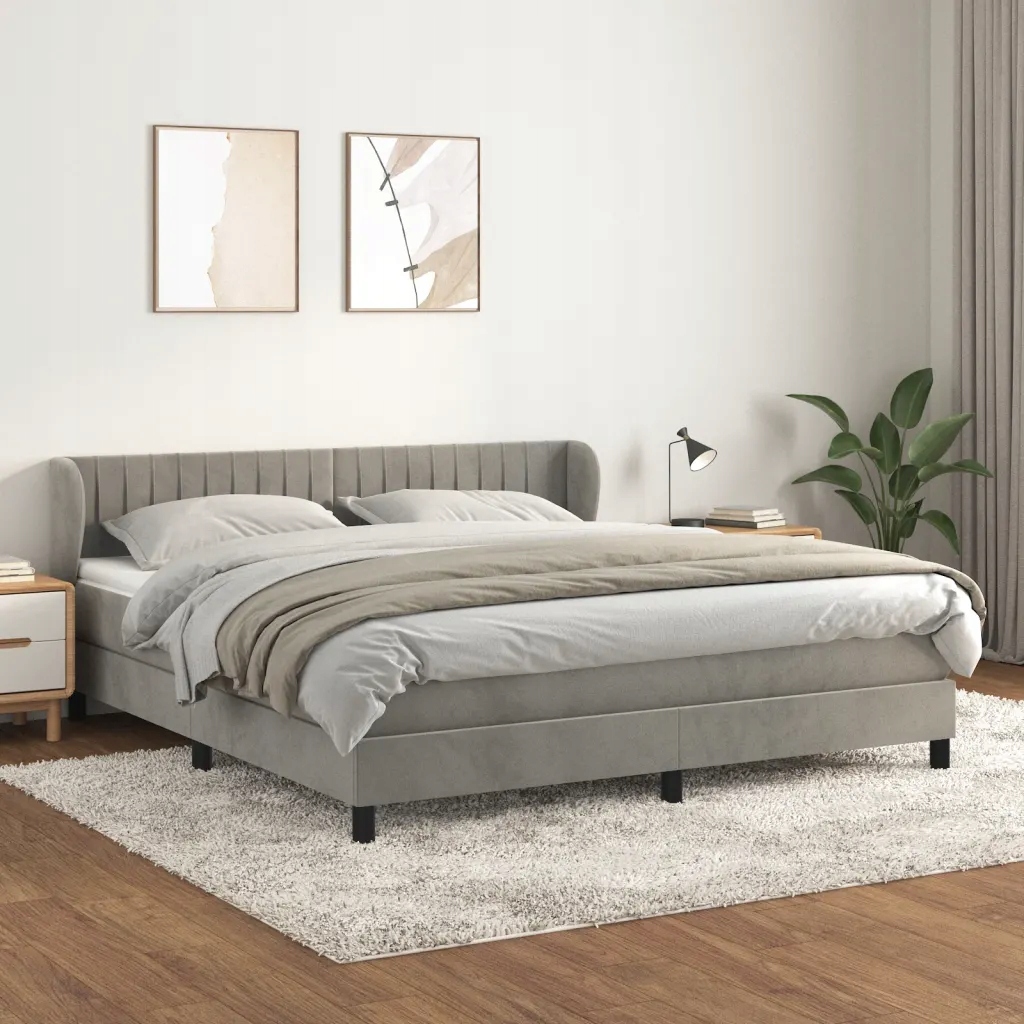 Box spring postel s matrací světle šedá 180x200 cm samet Šedá 3127625