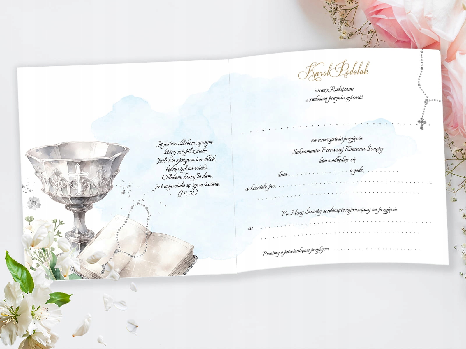 Zaproszenia Komunijne Adam TOPPER GRATIS dla chłopca Koperta HIT EAN (GTIN) 0088898899623