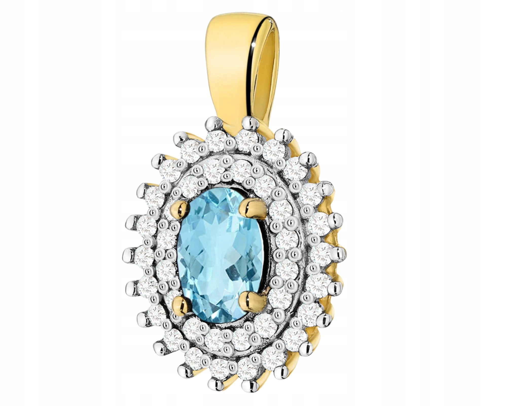 Zlatý Přívěsek S Tyrkysovým Kamenem – Topaz A Diamanty 585 14K Dárek