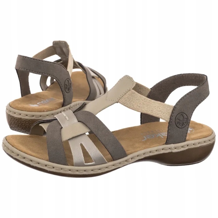 Kožené dámské sandály Rieker Béžové 65918-64 Béžová