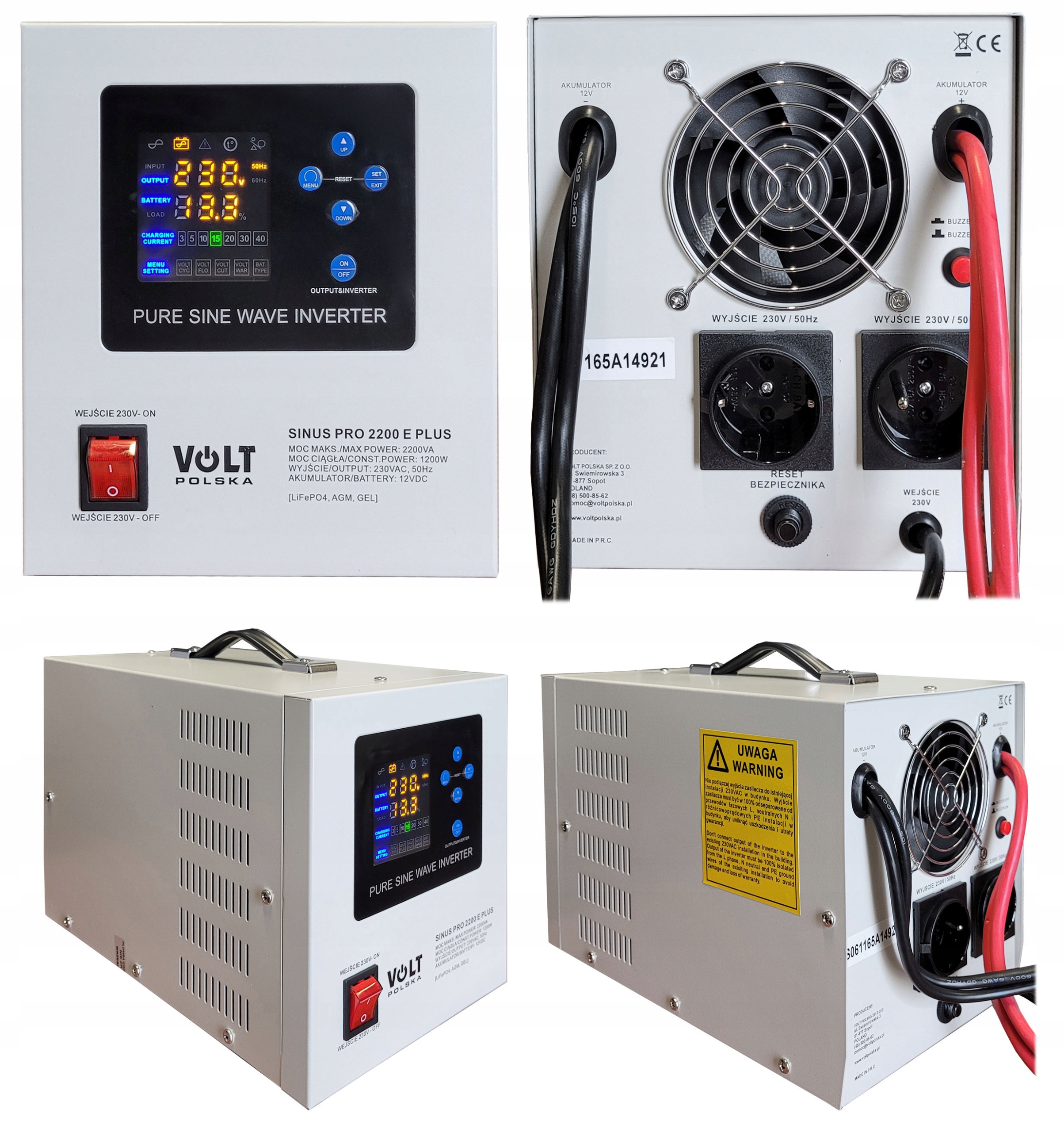 Sinus Pro 2200 E Plus 12/230V (1200/2200W) Núdzový Napájací Zdroj Volt